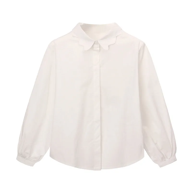 

Girls Blouses New Fashion Spring/Autumn Cotton Long Sleeve Children White Shirts Princess Costume For Kids Clothes 8-14 Years