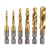 6pcs/set Metric Thread Screw Taps M3-M10 HSS Drill and Tap Bits 1/4