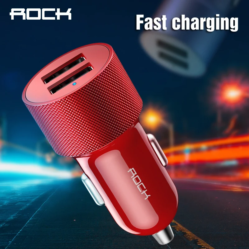 

Rock H3 5V2.4A Universal Car Charger Travel Adapter Cigar Lighter Car Charge Dual USB Car-Charger 2 ports car phone charger