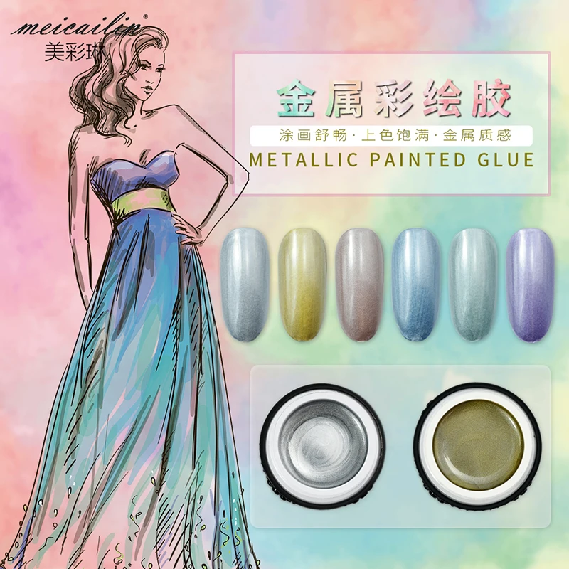 Decorações de Arte Unha Pintura Polonês Gel Laca Verniz uv Led Soak Off 3d Glitter Metallic Unhas Cola Pintado Faça Você Mesmo Manicure 8 ml 4 Verniz UV LED Soak Off 3D Glitter