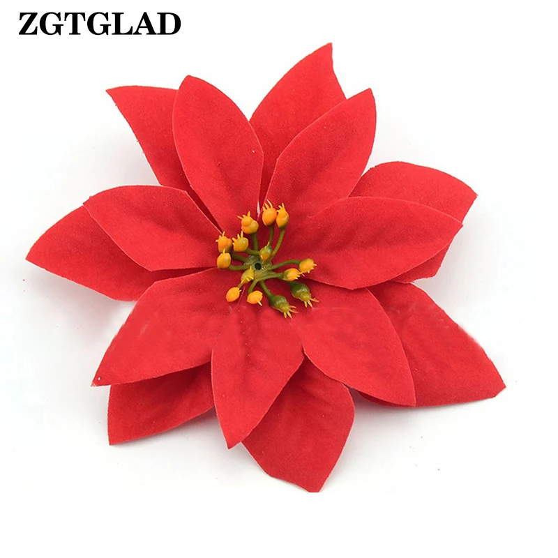 

ZGTGLAD 10pcs 14cm Artificial Rose Flower Heads For Home Wedding Decoration Scrapbooking DIY Christmas Tree Silk Flowers