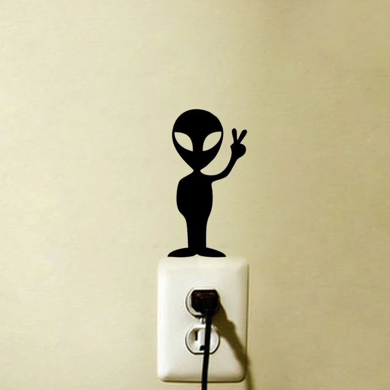 

Alien Giving The Peace Fashion Light Switch Decal Home Wall Sticker 6SS0012