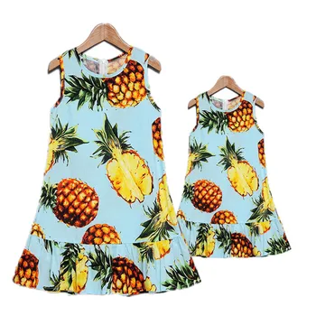 

New Summer Mother Daughter Dress Family Matching Clothes Cotton fruit Printed Mom And Daughter Dresses Family Look Outfits