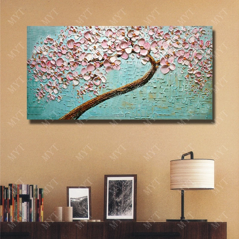 Pink Knife Flower Painting Large Canvas Art Hand Painted Oil Pink Knife Flower Painting Large Canvas Art Hand Painted Oil Bedroom Wall Decor Hang Pictures No Framed In Calligraphy From Home