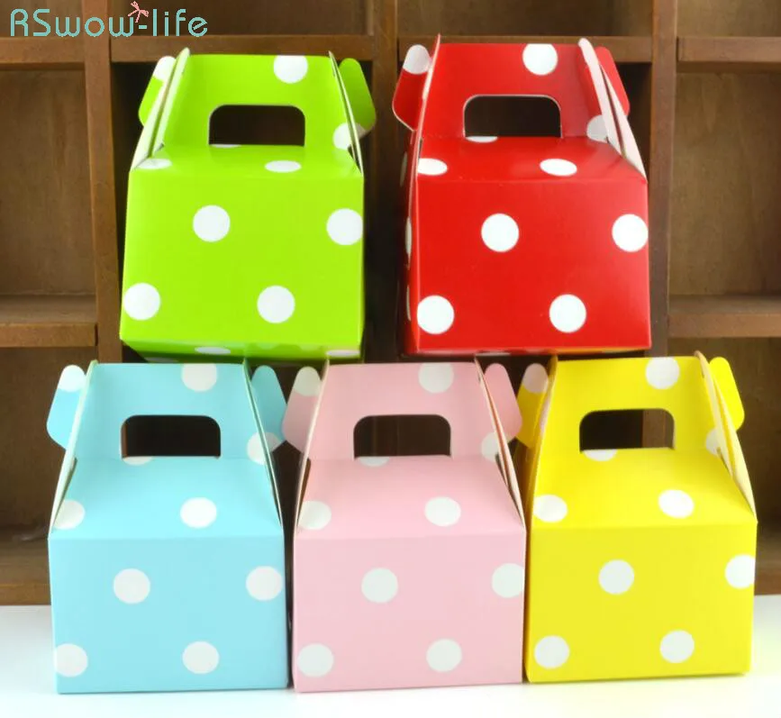 

5pcs Paper Candy Box Polka Dot Gift Bag Chocolate Packaging Children Birthday Party Wedding Decor Favors