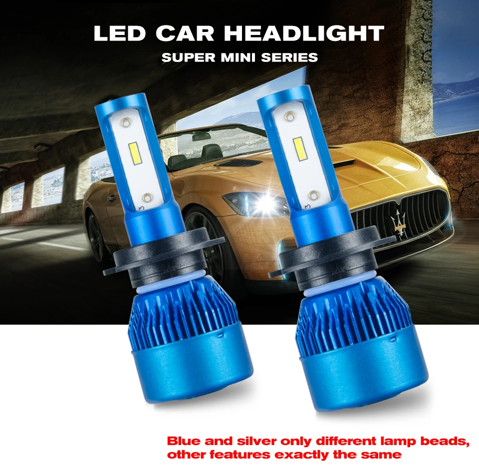 Foxcncar H7 H4 H11 H1 LED Car Headlights Bulb mini Lamp 9005 9006 COB CSP Chip 12V 10000lm 72W 6500K 24V Auto moto truks IP67 (1)