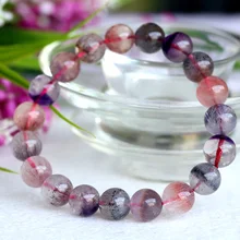 Натуральный разноцветный микс супер семь 7 отделка стрейч браслет круглый бусины Мелодия камня 10 мм