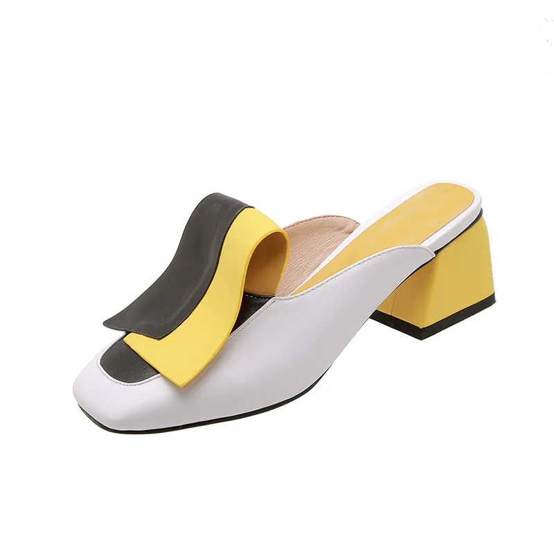 ASUMER new sandals women square high heels shoes slingback mixed colors summer shoes women mules big size 34-45