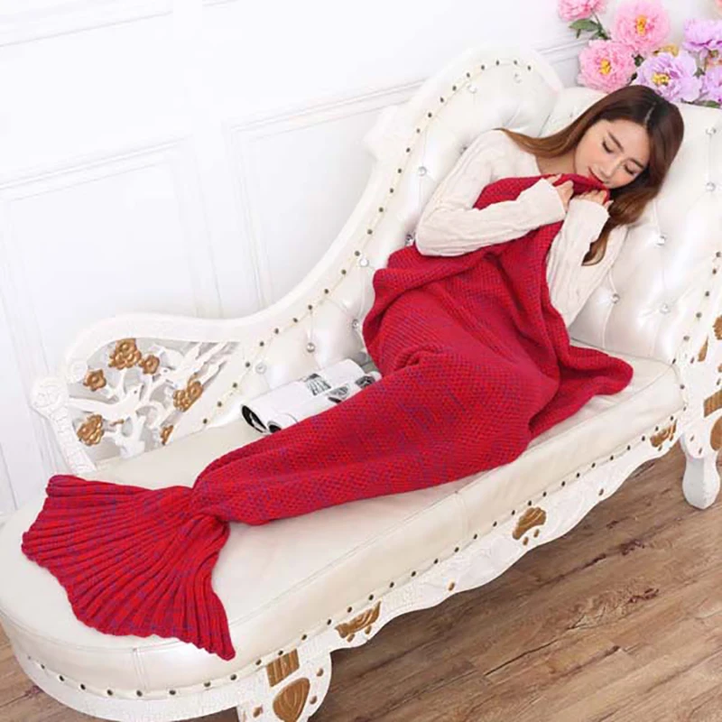 

Big Discount Just 20 pcs Mermaid Blanket Handmade Crochet Mermaid Blanket Adult Throw Bed Wrap Soft Sleeping Blanket For Adults