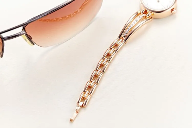 Fashion Rhinestone Women Stainless Steel Bracelet Quartz Wrist Watch Sadoun.com