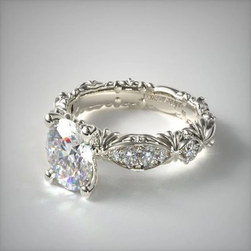 

Luxury Wedding Ring Set White Crystal Engagement Riings for Women Fashion Jewelry Bride Bridesmaid Ring Bijoux Femme O5M014