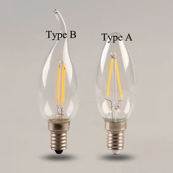 

10pcs/lot Dimmable 2W 4W 6W E14 COB LED Filament candel lamps C35 Filament Bulb light warm white/nature white AC 220-240V/ 110V