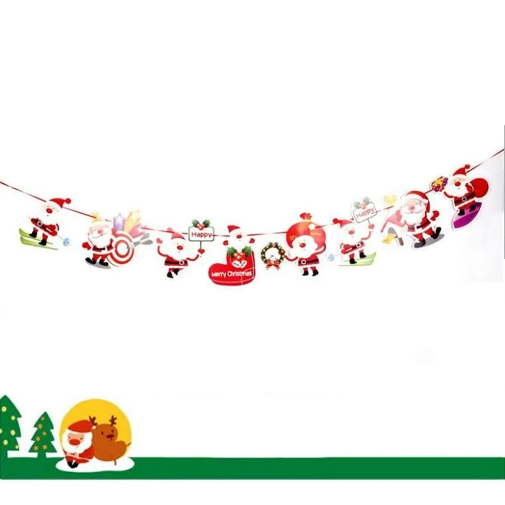 Бумажные баннеры веселые рождественские флаги Гирлянда Цветочные баннеры DIY домашний декор товары для рождественской вечеринки