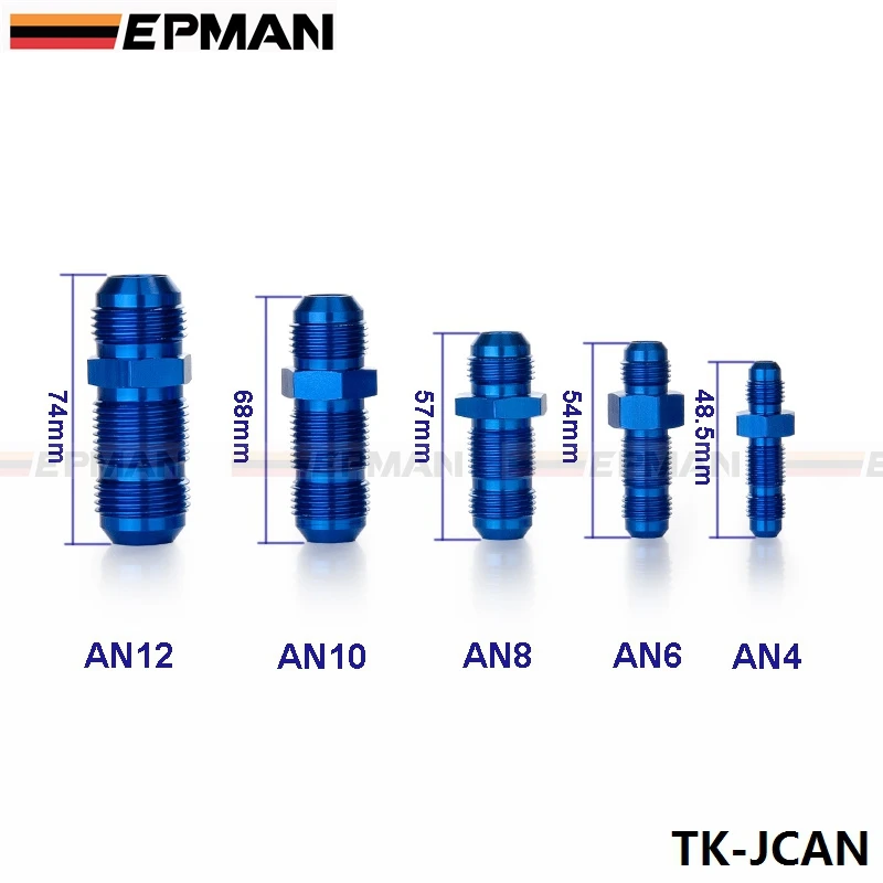10AN AN-10 7/8 MALE THREAD STR AIGHT BULKHEAD FLARE BLUE ALUMINUM FINISH FITTING TK-JCAN10