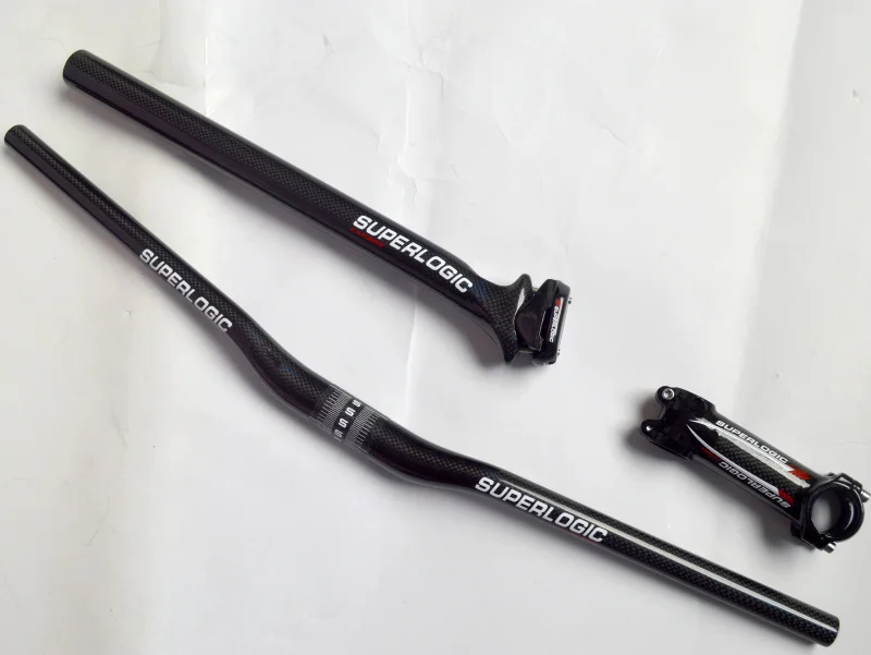 

Superlogic carbon fiber bicycle 3 piece set flat riser handlebar + stem + seatpost bicycle parts