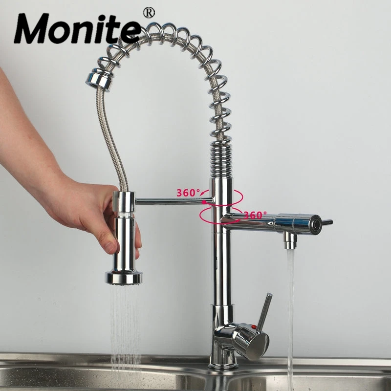 

Best Quality Chrome Polished Water Kitchen Faucet Swivel Spout Pull Out Vessel Sink Torneira Mixer Tap