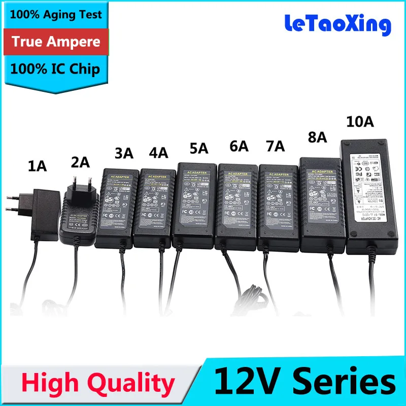 AC DC 12V 1A 2A 3A 4A 5A 6A 7A 8A адаптер питания 12W 24W 36W 48W 60W 72W 84W 96W + EU US UK AU кабель | Лампы и