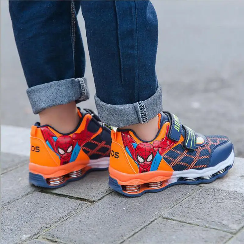 الساخن بيع الأطفال أحذية الكرتون سبايدرمان رياضية مريحة الاطفال أحذية رياضية الفتيان بو أحذية كاجوال زر مطاط 26-36