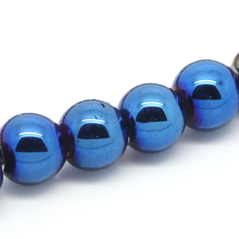 

Doreen Box hot- Created Hematite Beads Ball Round Dark Blue & Purple 8mm Dia,38cm(15") long,Aapprox 53PCs (B25559)
