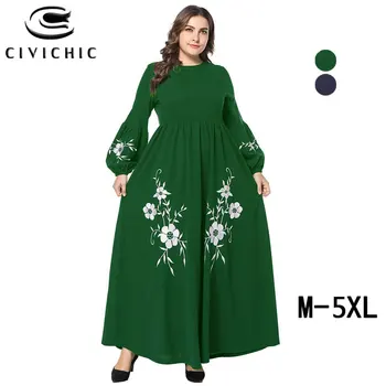 

CIVI CHIC Women Large Swing Gown Ethnic Floral Embroidery Maxi Dress Lantern Sleeves Long Robe Femme Spring Fall Vestidos DRS358
