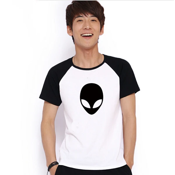 emoji alien head print men t shirts male raglan sleeve t shirt man