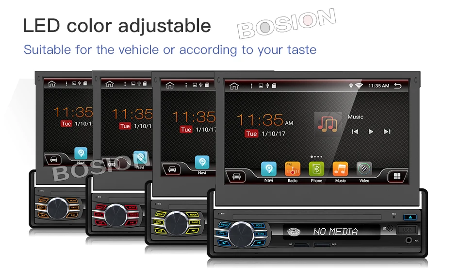 Top Car Radio Stereo Player Bluetooth Phone AUX-IN MP3 FM/USB/1 Din/remote android 6.0 In-dash retractable screen 9