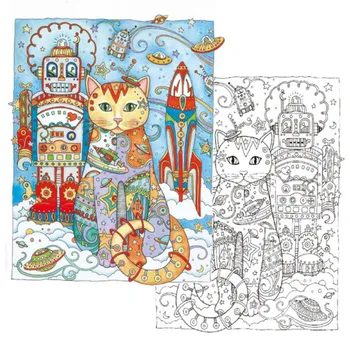 

1 Pcs Creative Cats Coloring Book For Kids Antistress Secret Garden Series Relieve Stress Kill Time Painting Drawing Book