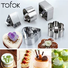 

Stainless Steel Mousse Ring Fried Egg With Pusher Lifter Fondant Slicer Square Round Love Heart Shape DIY Baking Cake Decor Tool