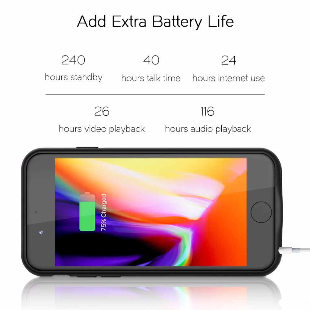 Умный чехол для зарядного устройства для iPhone 7 8, Внешний чехол, внешний аккумулятор, чехол для зарядки для iPhone 6, 7, 8 plus
