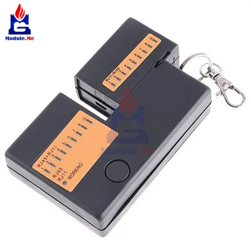 

Portable Mini Network Cable Tester Tools RJ45 RJ11 RJ12 Network LAN Cable Tester With Key Chain DC 9V Battery