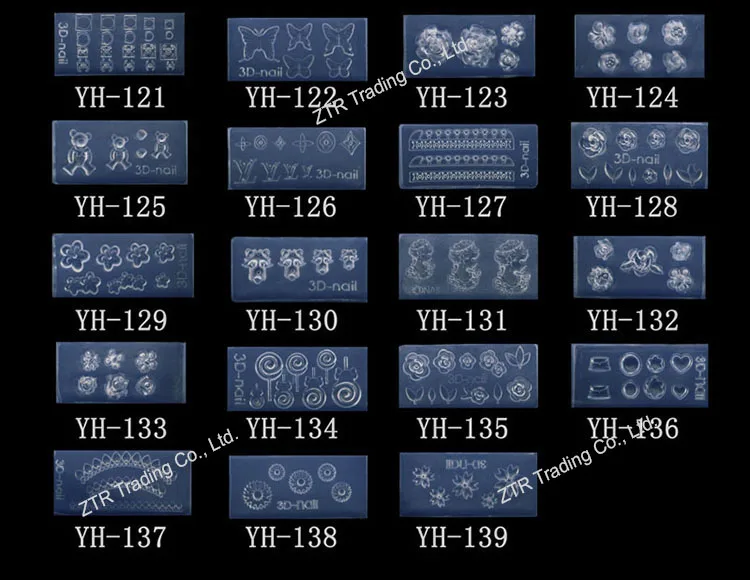 1 шт. 3d акриловый шаблон для ногтей акриловая резьба для ногтей Форма для дизайна ногтей шаблон в 139 дизайны узор украшения силиконовые гелевые инструменты
