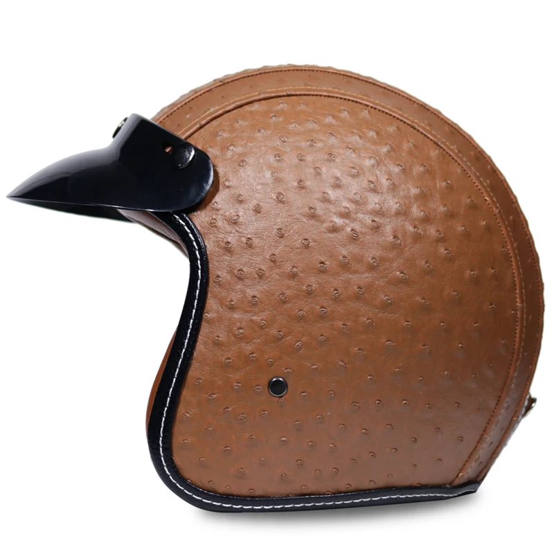 Кожа PU casco moto Винтаж moto rcycle шлем с открытым лицом камуфляж capacetes de moto ciclista vespa кафе гонщик - Цвет: 11