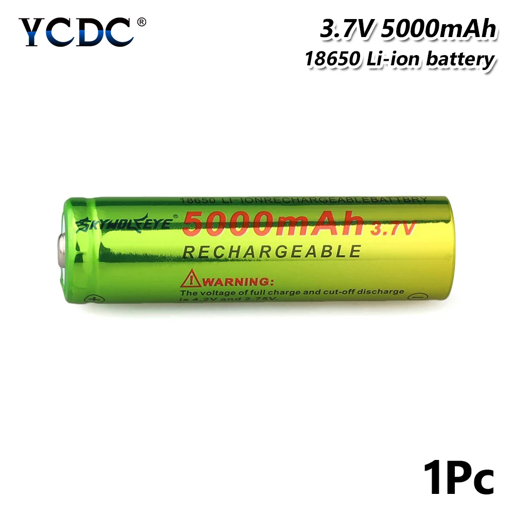 1/2/4/6/8 шт. зеленый+ желтый Li-Ion 18650 5000 мА/ч, Перезаряжаемые батареи 3,7 V 18650 литий ионный Батарея клетки Замена