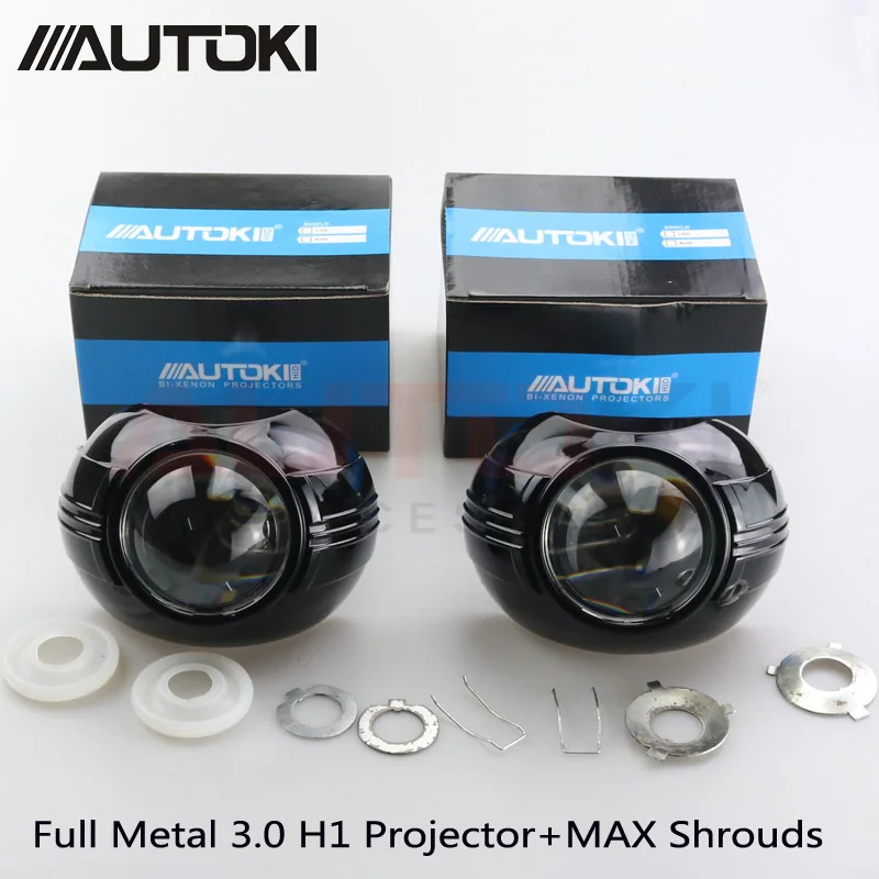 Autoki металлический 3,0 дюймов Биксеноновая разрядная лампа высокой интенсивности для фары объектив проектора подходит для автомобильных фар H4 H7 LHD RHD с Apollo 3,0 уплотнительных колец