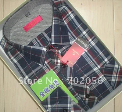 

Men's Checker Cotton Casual shirts dress shirt 5pcs/lot #2332