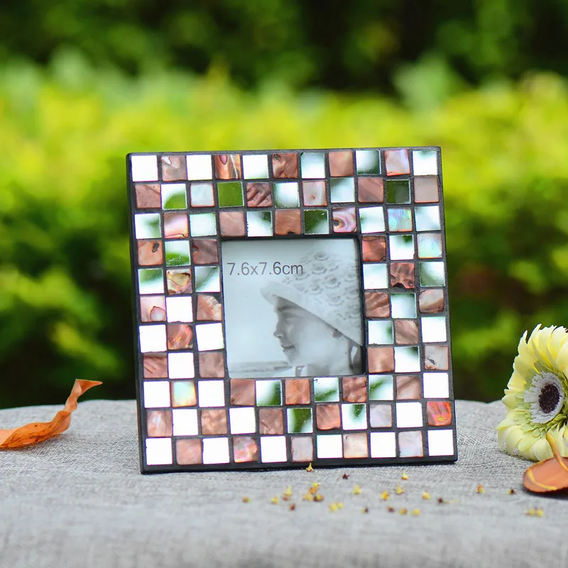 Mediterranean Style Shell Photo Mirror Frame Creative Gift Diy