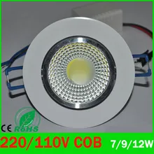 LED Downlight 7w 9W 12w LED COB chip downlight Recessed Ceilinglight LED Spot Light Lamp White/warm white led lamp epistar ZK93