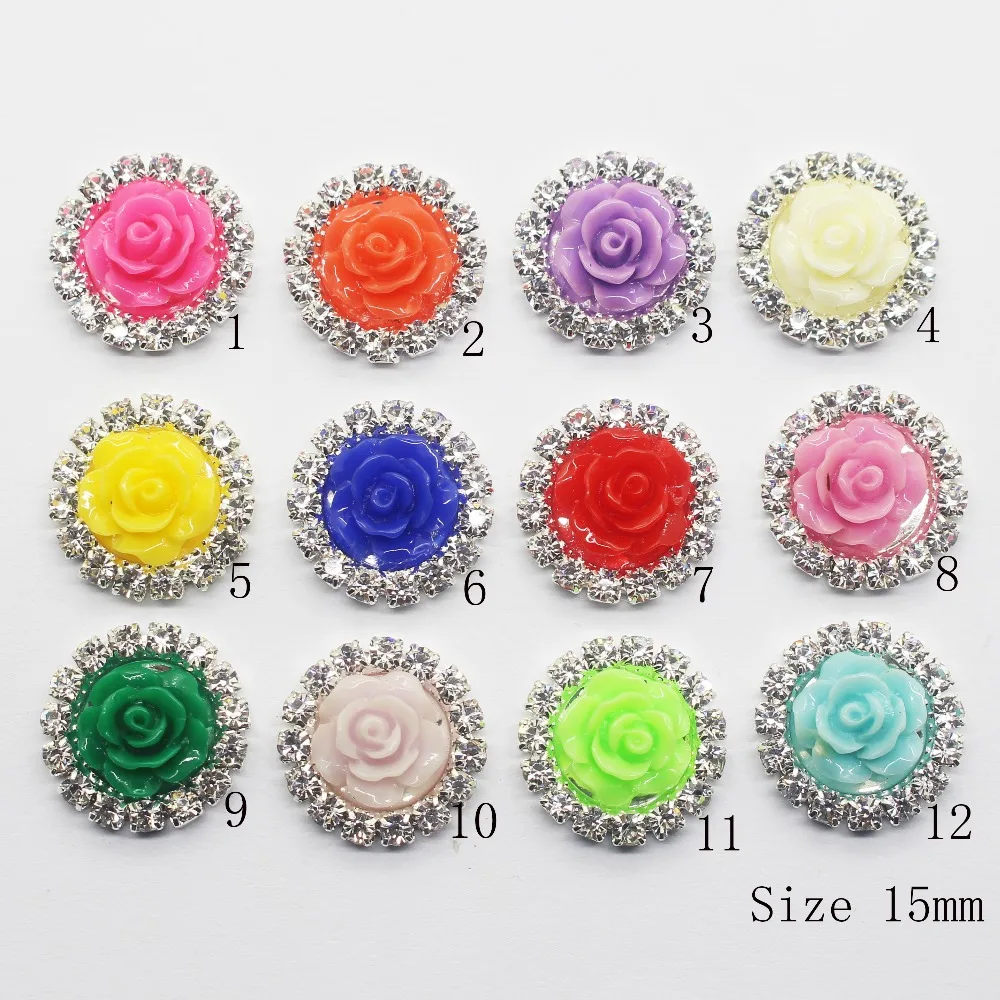 Пуговицы ZMASEY Rose 10 шт./лот 15 мм 12 цветов|rhinestone buttons|buttons buttonsdiy button |