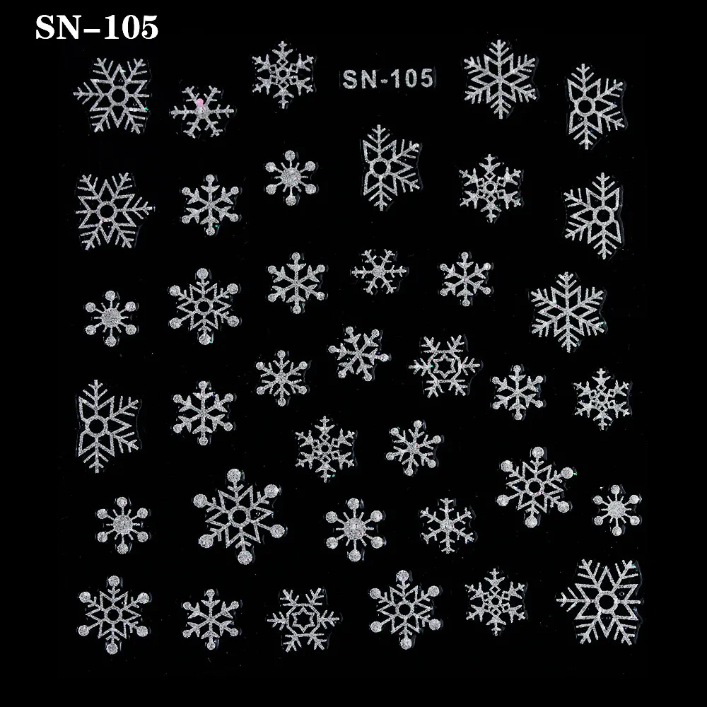 Christmas Theme Nail Sticker Xmas Santa Snowman Designs Nail Art DIY Craft Wraps Water Transfer Sticker New Year Nail Decal Gift - Color: SN-105