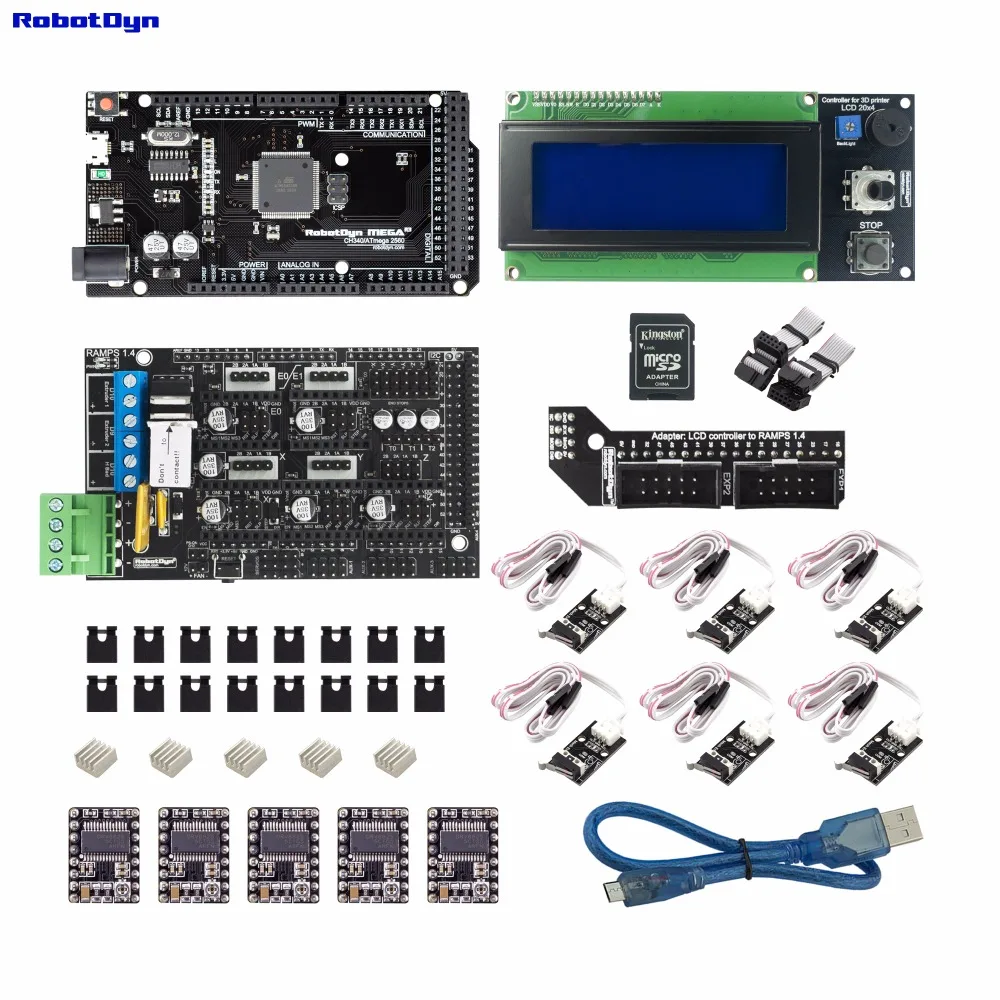 

3D printer & CNC KIT3. MEGA 2560 + RAMPS 1.4 + LCD2004 controller + drivers + End-stop