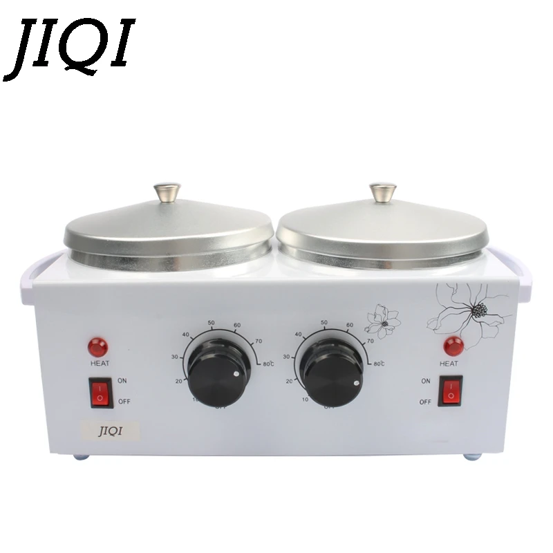 

JIQI Commercial Double Tank Chocolate Melting Pot Fondue Wax Warmer Electric Hot Chocolate Heater Cylinder Melter Waxer EU plug