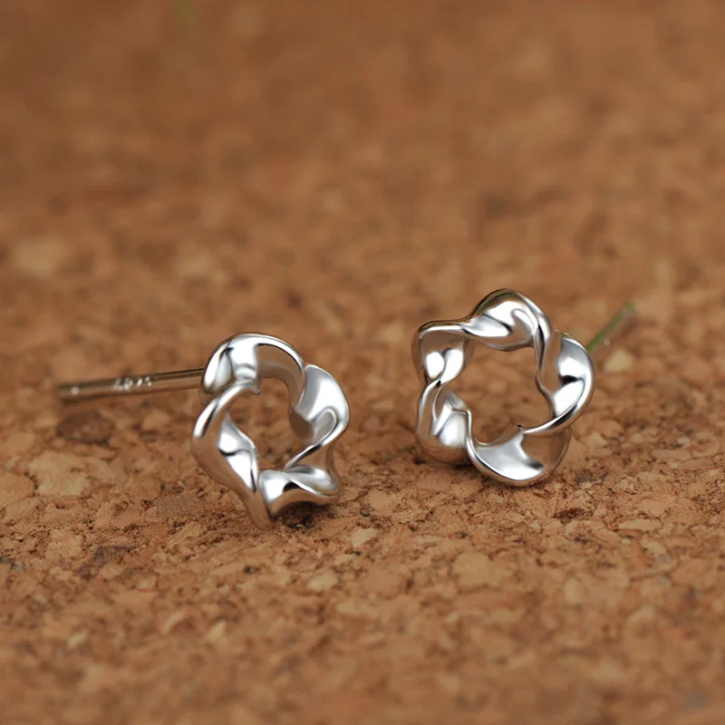 

Wholesale Earrings Plain Silver Jewelry Stud Female Sterling Silver Jewelry Flower Earrings Women White Gold Plated