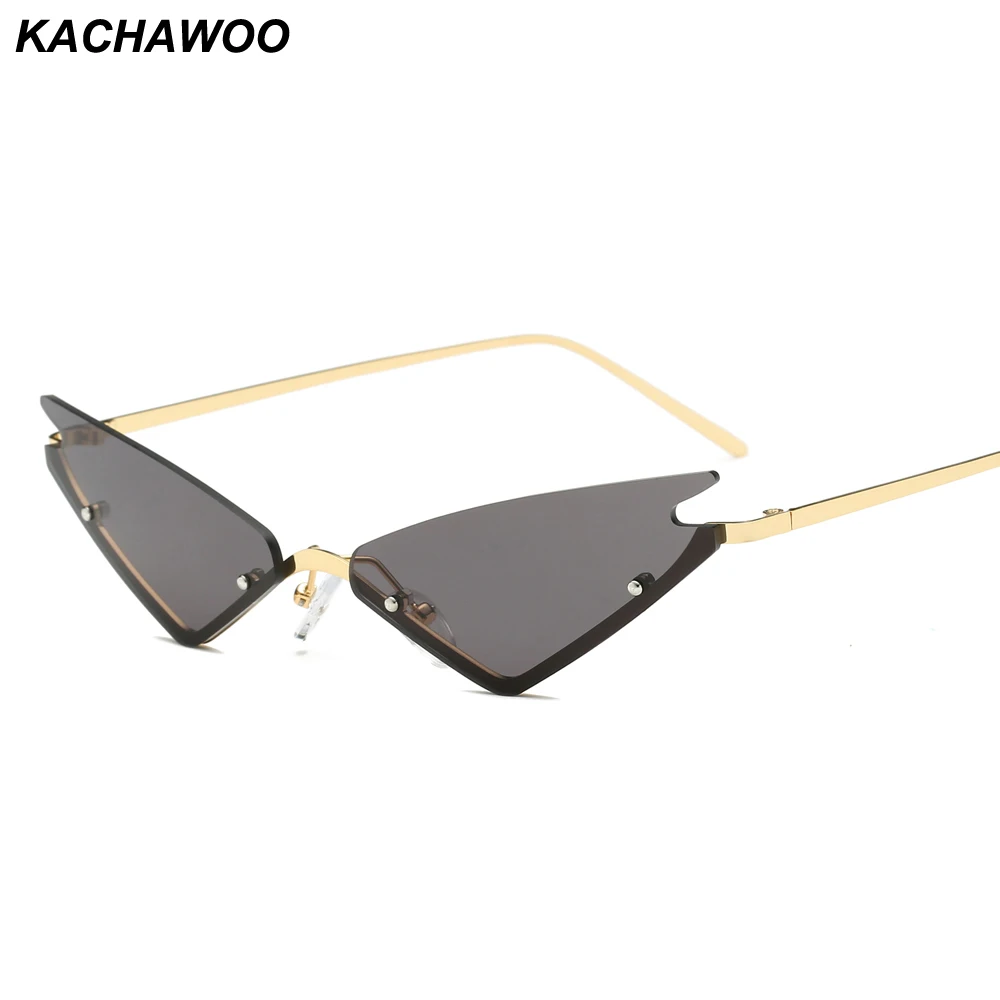 

Kachawoo vintage cat eye sunglasses ladies red gold black metal semi-rimless cat eye mirror sun glasses for women party