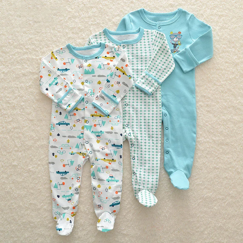 3Pcs/Pack Baby Cotton Clothes Set Newborn Rompers Infant Long Sleeve cartoon Jumpsuit Baby Boys Girls Sleepsuit 0-12Months