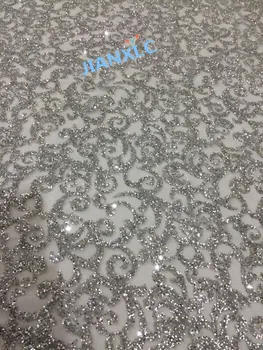 

NEW design glitter sequins French SH-111682 lace fabric African tulle glitter lace for bridal dress