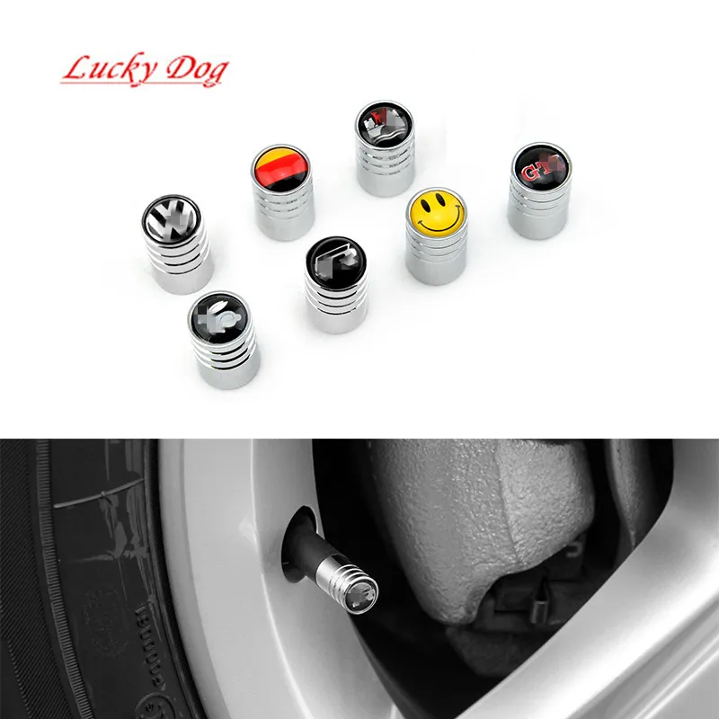 4x pcs Tire Valve Caps Covers Stem For VW Volkswagen Beetle Polo Golf CC Touareg Tiguan