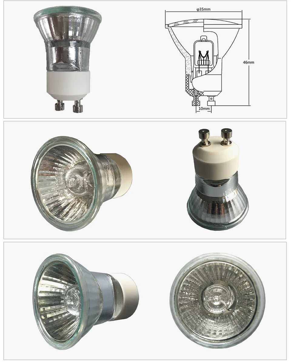 HoneyFly5pcs галогенная лампа с регулируемой яркостью GU10 35 Вт+ C(35 мм) 220 В мини галогенная лампа Точечный светильник теплый белый прозрачный стеклянный внутренний светильник s