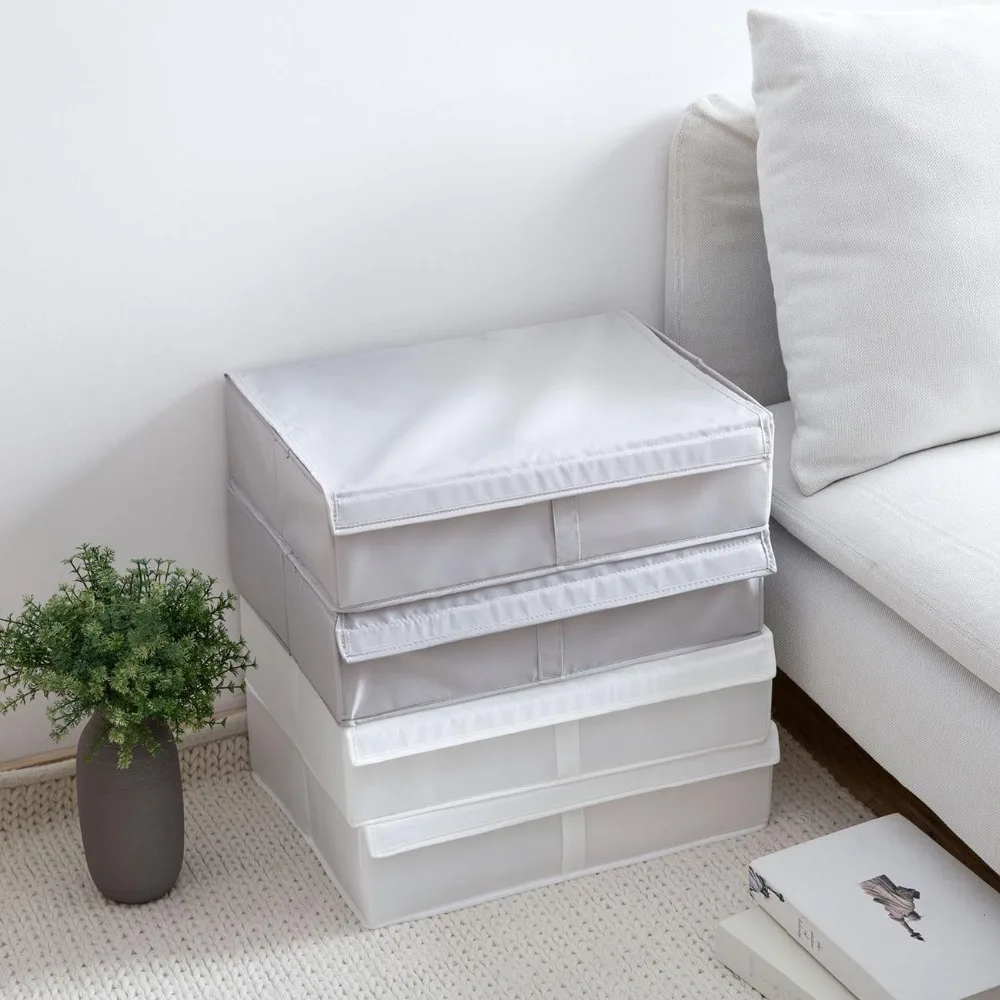 Waterproof 30/16 Grids Scarfs Socks Bra Drawer Closet Organizers Foldable Save Space Oxford Cloth Underwear Storage Box With Lid