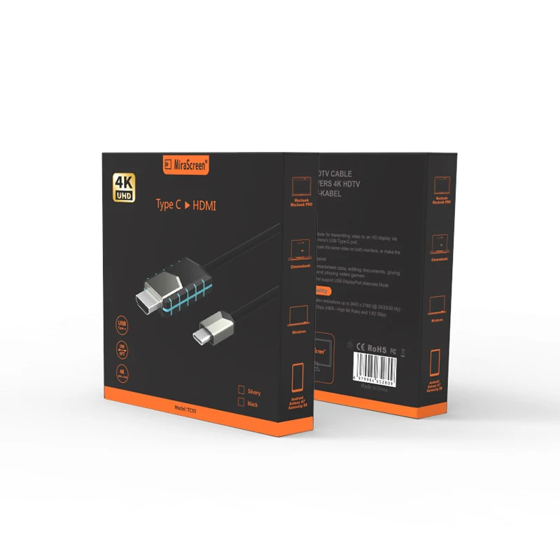 Mirscreen новый кабель TC03 Type C к 4K HDMI 1080P Full HD мгновенная проекция подключение сотового