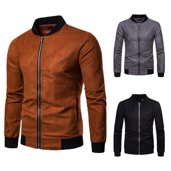 

Men's Casual jacket suede big code Inverness slimming long-sleeved zipper jacket